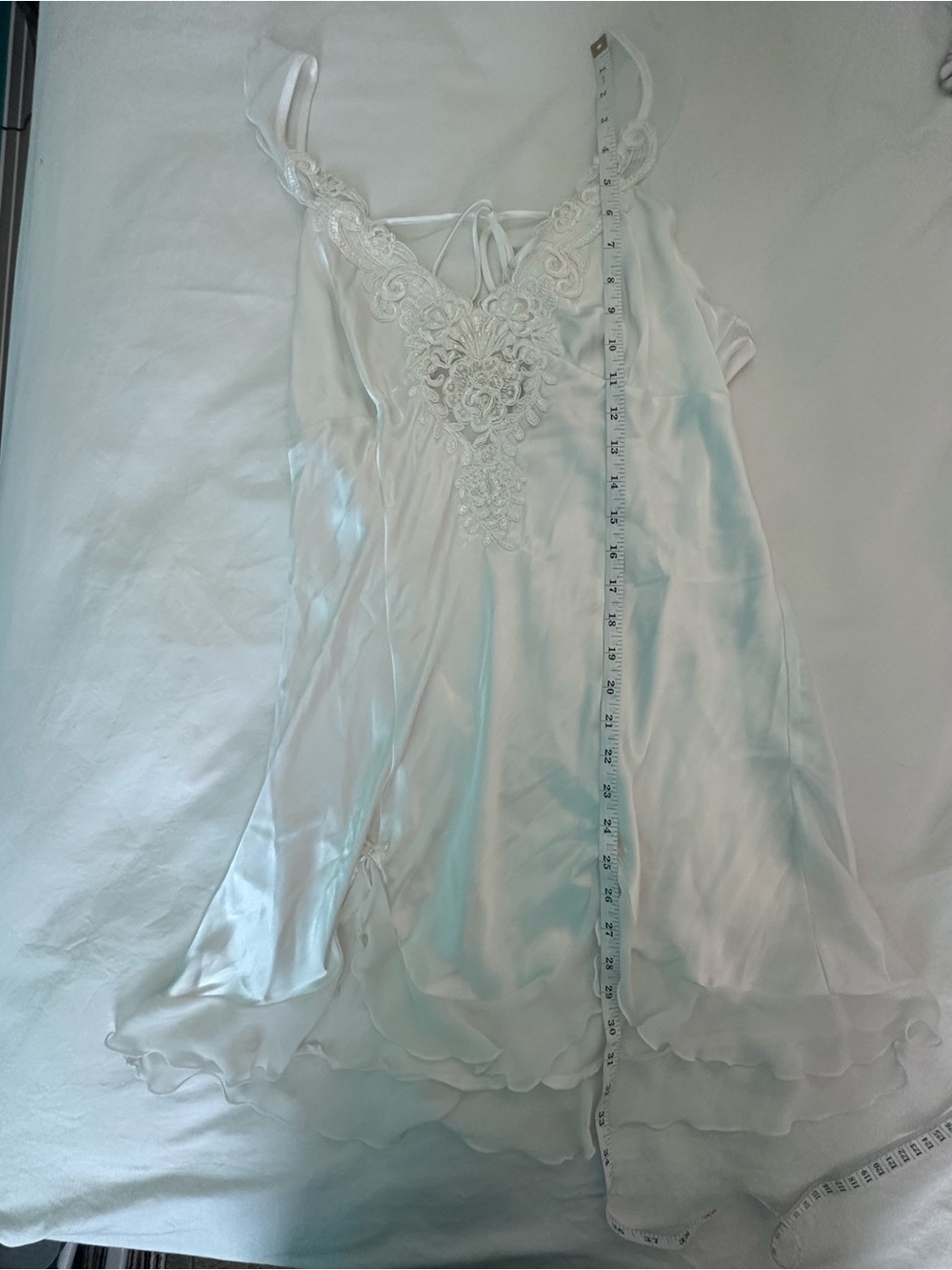 In Bloom by Jonquil White Satin Lace Chemise Nightgown Large - Picture 8 of 11